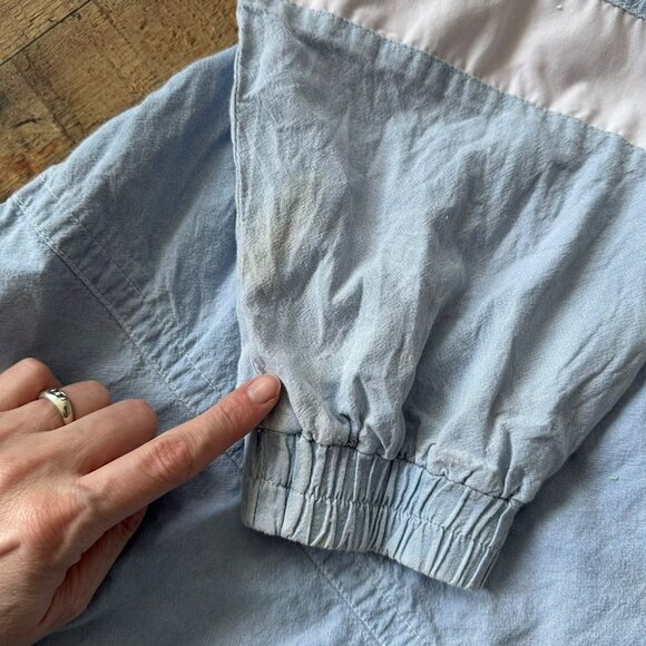 Vintage Lavon Light Blue Windbreaker Jacket With White Stripes Drawstring Adjust - Picture 3 of 11